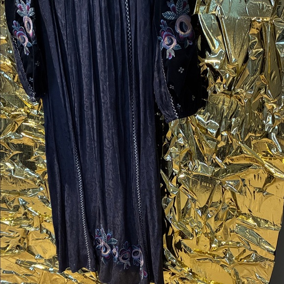 Zara Black Embroidered Long Sleeve Maxi Dress with Purple Floral Accents - Picture 6 of 6